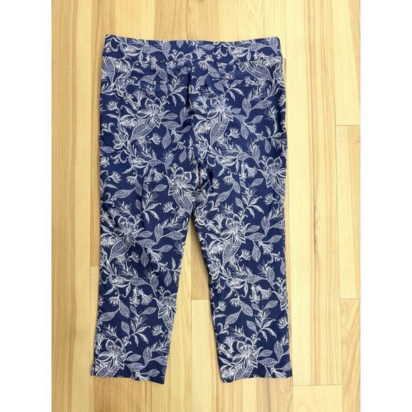 Rafaella Women's Navy Floral Pull On Comfort Pants Cropped 16 - Picture 5 of 5